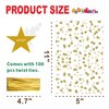 LEOSINDA 100 pcs Clear 5"X 11" Flat Gift Wrap Cellophane Bags Cello Bags Cookie Bags Treat Bags with Twist Ties Poly Bag 1.3 mil for Bakery, Cookie, Candies Gold Star Printed