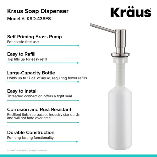 KRAUS Kitchen Soap and Lotion Dispenser in Spot Free Stainless Steel, KSD-43SFS
