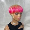 FCHW-wig Short Pink Ombre Hair Wigs For Women Short Pixie Cuts Wigs For Black Women Short Straight Ladies Wigs Synthetic Short Wigs For Women African American Women Wigs (SW21111)