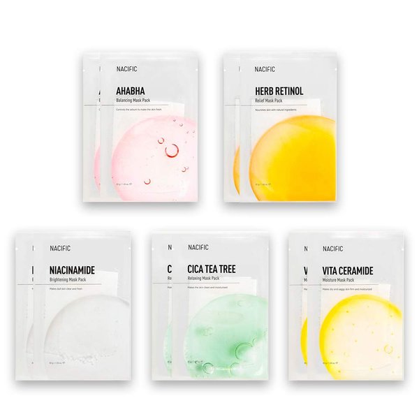 Nacific 10 Korean Face Mask Bundle Korean Skincare Facial Mask Sheet Set
