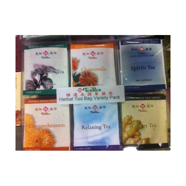 TenRen Assorted Herbal Tea Bag Variety Pack (Peppermint Tea, Chamomile Tea, Spirit Tea, Chrysanthemum Tea, Relaxing Tea, Ginger Tea)(30 tea bags)