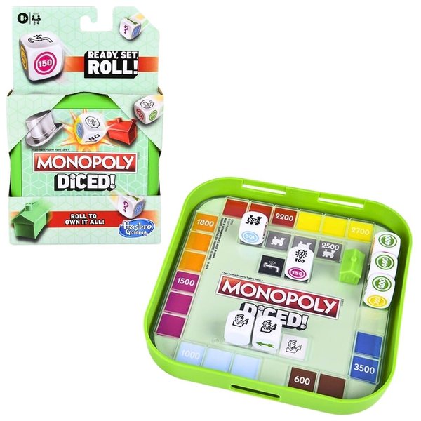 Hasbro Gaming Monopoly Diced Game, Easy to Learn Game, Quick Game, Portable Travel Board Game, Fast Game for Kids Ages 8 and Up