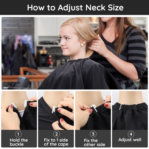 Segbeauty Barber Cape for Hair Cutting, 55" x 63" Black Hair Cape with Adjustable Neck Size, Professional Salon Cape with Neck Duster Brush for Hairstylist, Hairdressing Salon Cape for Home Women Men