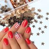 12 Grids 4th of July Holographic Nail Art Glitters Sequins Independence Day Star Nail Sequins Red Blue Mixed Star Nail Glitter Laser Star Nail Shining Flakes Nail Decor for Women Girls Decorations