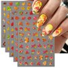 IDDFEVE Embossed Fall Nail Art Stickers, 5D Thanksgiving Day Nail Decals, Self-Adhesive Maple for DIY Autumn Nail Supplies Decoration(5 Sheets)
