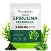 NIFEISHI Organic Spirulina Capsules, 3100MG Per Serving, Spirulina Chlorella Powder Supplement, Green Algae Supplement Rich in Chlorophyll, Vegan & High Protein Non GMO, Superfood 300 Capsules
