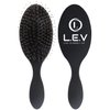 LEV Boar Bristle Hair Styling Brush - Wet Hair Brush for Curly, Thick, Natural Black Hair - Detangling & Smoothing Brush - Anti Frizz Hair Styling Brush - 360 Wave Brush - Black
