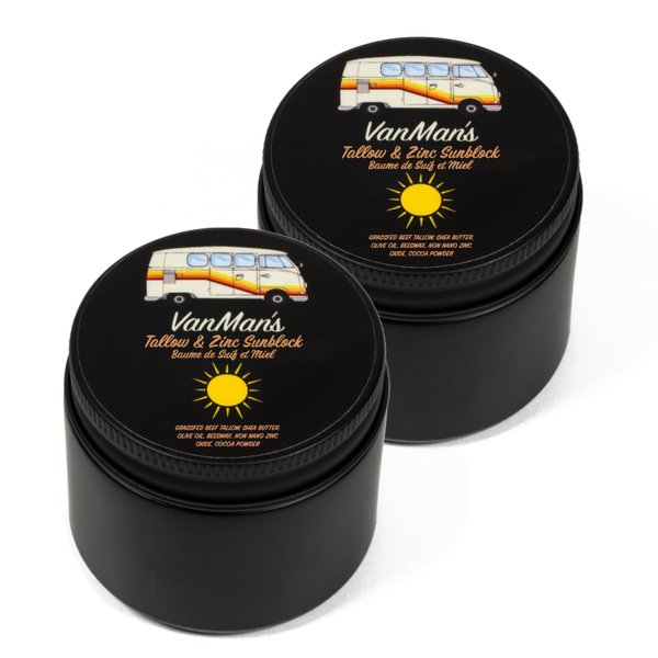 Tallow & Zinc SunBlock (2 pack) 2 oz Water Resistant 20 SPF Sunscreen w/Organic Olive Oil, Beeswax, & More - Sun Screen Protector for Face and Body - Mineral Sunscreen w/Non-Nano Zinc Oxide Barrier