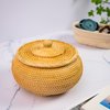 Hand-Woven Round Rattan Storage Basket with Lid – 8.6x5.1 Inch Durable Wicker Box for Picnic, Decoration, and Multi-Purpose Storage – Eco-Friendly Craftsmanship