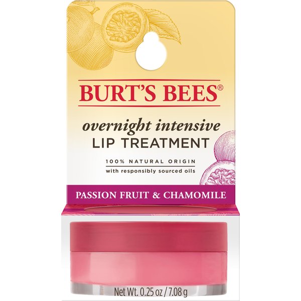 Burt's Bees Overnight Lip Sleeping Mask, 0.25 oz - Moisturizing, Hydrating, Exfoliating, Reduces Fine Lines, Ceramide Infused, Passionfruit Scent