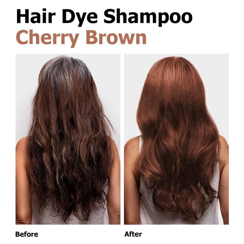 Yocisku Hair Dye Shampoo, Semi-permanent Hair Color, Gray Hair Coverage Dye Shampoo, Hair Color Shampoo for All Hair Types, Easy to Use, Suitable for Home and Salon (Cherry Brown)