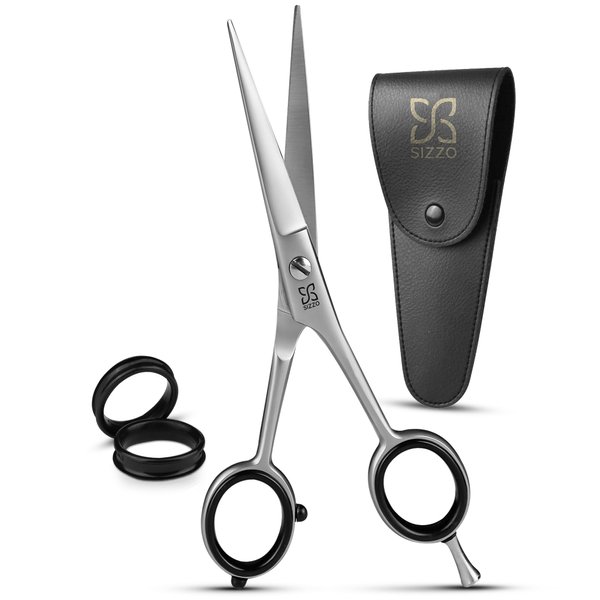 Barber Hair Scissors High Carbon Stainless Steel Hair Cutting Scissors Professional Scissors Sharp Razor Edges Blade for Home and Salon by SIZZO (6.5 Inches)