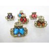 small mini metal leaf shaped jeweled antique style bronze hair claw clip (Primary color: Brown)
