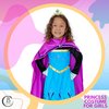 Cokos Box Girls Coronation Dress Costume Cape Gloves Tiara Crown Snow Queen Princess Accessories Kids Set, Blue-Purple, 7 Years