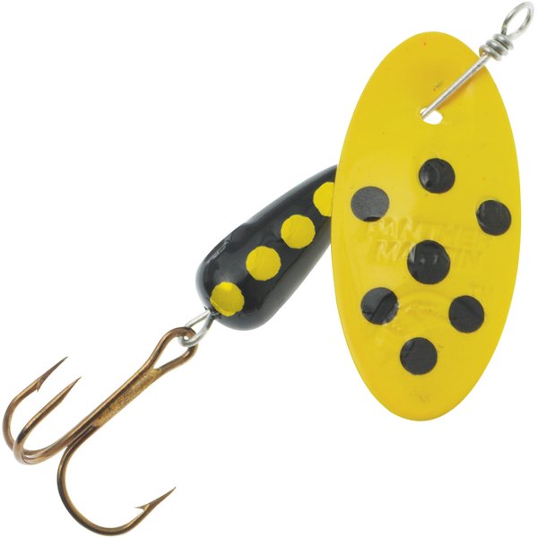 Panther Martin PMSP_6_YB Spotted Teardrop Spinners Fishing Lure - Yellow/Black - 6 (1/4 oz)