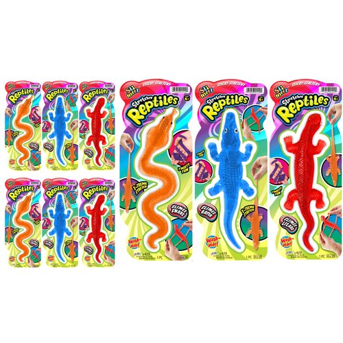 JA-RU Super Stretchy Sticky Reptile Toys (6 Fidget Toys) Fake Snake & Lizard Toys for Kids. Prank Stuff Gag Gifts. Bulk Animal Halloween Party Favors, Birthday Goodie Bag Stuffers. 429-6s