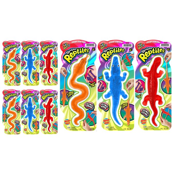 JA-RU Super Stretchy Sticky Reptile Toys (6 Fidget Toys) Fake Snake & Lizard Toys for Kids. Prank Stuff Gag Gifts. Bulk Animal Halloween Party Favors, Birthday Goodie Bag Stuffers. 429-6s