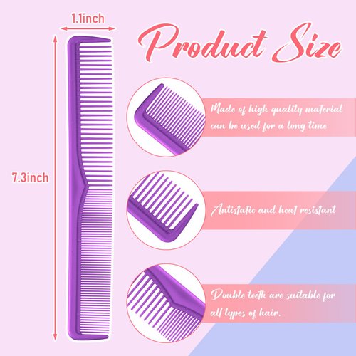 Meanplan 24 Pieces Hair Cutting Combs Barber Combs Carbon Fiber Combs for Hair Stylist Fine and Wide Tooth Cutting Combs Professional, All Purpose Hair Comb for Men and Women (Bright Color)