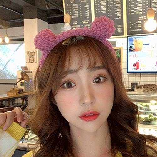 DOZAHOTU 4 Pcs For Teen Girls Pink Yellow Brown Green Wide Headband Hair Headbands with Bear Ears Cute Makeup Hairbands for Women Girls Kids