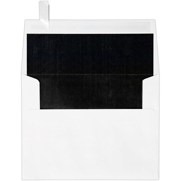 LUXPaper A2 Foil Lined Invitation Envelopes | Peel & Press | 4 3/8" x 5 3/4" | White w/Black LUX Lining | 70lb. Text | 50 Qty