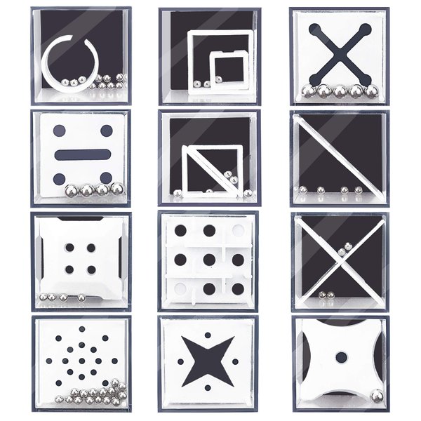 12Pcs Balance IQ Maze Game Puzzle Boxes,Fidget Puzzle Boxes with Steel Ball Brain Teaser,Puzzle Stocking Stuffers Box Game for Party Favor Supplies,Educational Gift Decompression Toys for Kids Adults