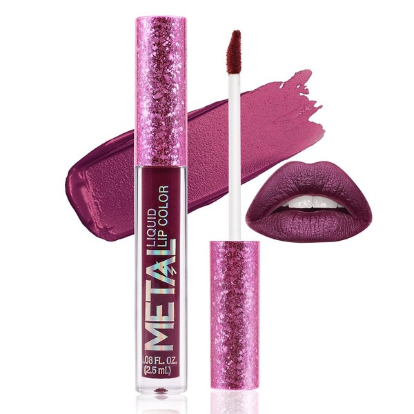 Boobeen Metallic Liquid Lipsticks Matte Lips Lipstick Pearl Glitter Lip Gloss High Pigment Long Lasting Nonstick Lip Glaze Makeup for Women and Girls (C-07)