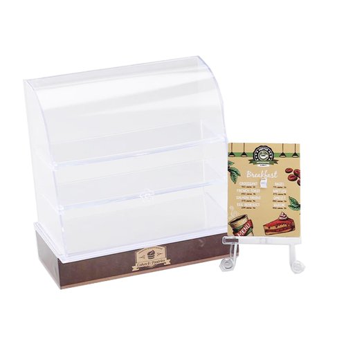 Miniature Dollhouse Bakery Case Mini Cake Stand Display Cabinet Pastry Display Case,1:12 Dollhouse Store Scene Accessory