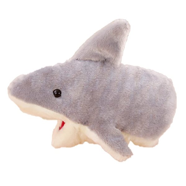 LUOZZY Cute Plush Shark Hand Puppet Shark Puppets Toys, Kids Hand Puppets Plush Shark Toys Soft Shark Gloves Figure, Gray