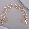 Hair Vine for Women Bridal Hair Comb for Bride Pearls Crystal Hair Comb Slide GOLD