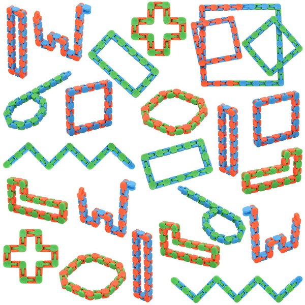 Yeetec 24 Pack 24 Links Wacky Tracks Snap and Click Fidget Toys, Finger Sensory Toys, Snake Puzzles for Stress Relief, Party Bag Fillers, Party Favours, Random Color