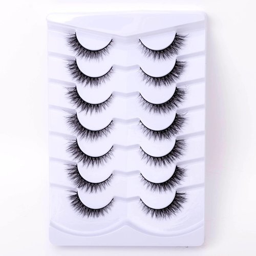 SQYlashes False Eyelashes Short Lashes Natural Look, Wispy Lashes Cat Eye 12mm - 7 Pairs, ZG67