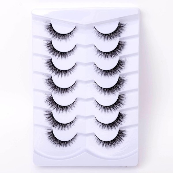 SQYlashes False Eyelashes Short Lashes Natural Look, Wispy Lashes Cat Eye 12mm - 7 Pairs, ZG67