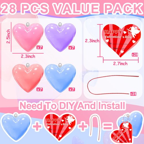 AMENON 28 Pack Valentine Butter Slime Filled Heart with 28 Valentine's Cards Valentines Day Gifts for Kids Boys Girls Non-Sticky Putty Stress Relief Toys Valentine Classroom Exchange Gift Party Favor