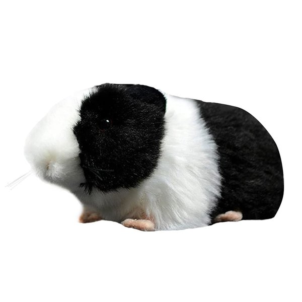 Fadoofa 8" Guinea Pig Plush Stuffed Guinea Pig Long Fur Guinea Pig Stuffed Animal Realistic Super Soft Toy Kids Gift (Black+White)