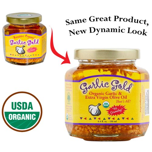 Garlic Gold Organic Garlic Granules in Extra Virgin Olive Oil, 6.4 oz Pack of 2