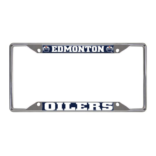 FANMATS 17020 Edmonton Oilers Chrome Metal License Plate Frame, Team Colors, 6.25in x 12.25in