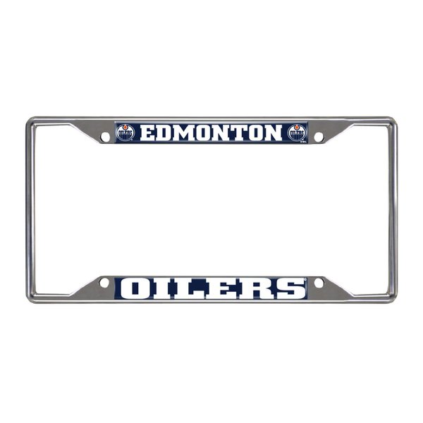 FANMATS 17020 Edmonton Oilers Chrome Metal License Plate Frame, Team Colors, 6.25in x 12.25in