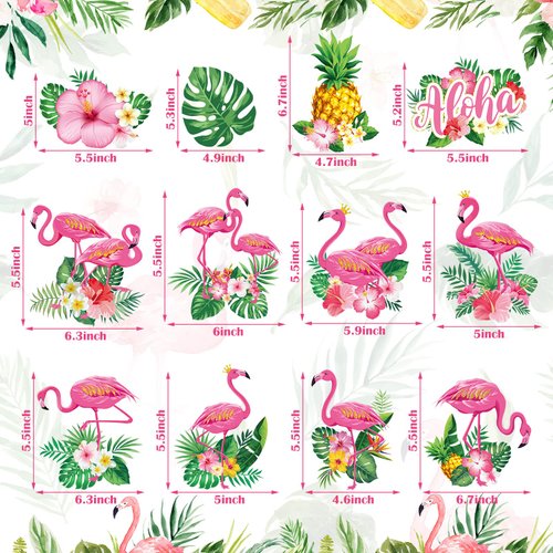 Fuutreo 54 Pcs Flamingo Party Hanging Swirl Decorations Tropical Flamingo Ceiling Hanging Swirls Hawaiian Party Ceiling Decor for Flamingo Summer Aloha Hawaiian Beach Luau Party Supplies Decor