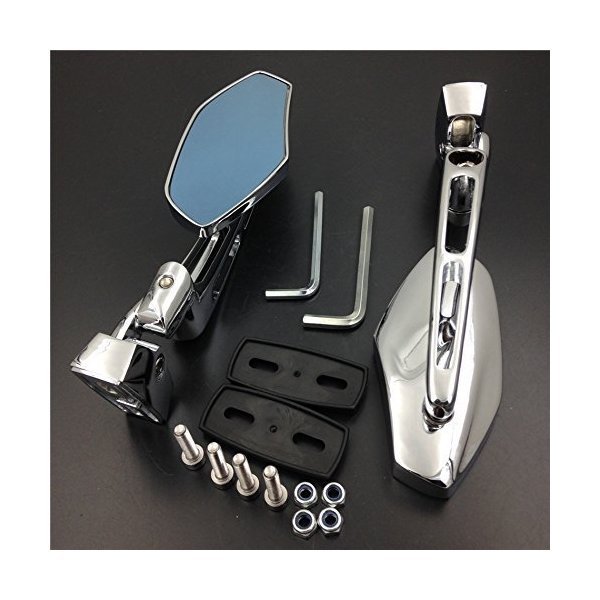 SMT-Chrome Adjustable Base Mirrors Rearview Compatible With Suzuki Hayabusa GSX1300R 99-12 [B00RUE2PCK]