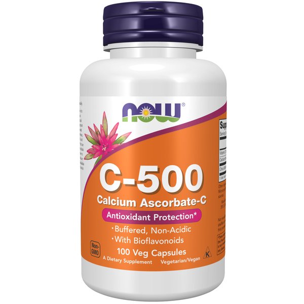 NOW Supplements, Vitamin C-500 Calcium Ascorbate, Antioxidant Protection*, 100 Veg Capsules