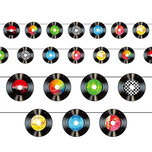 3 Packs Rock and Roll Music Party Decorations 7 Inch 21 Pcs 1950's Paper Record Cutout Records Banner Record Wall Decor Signs for 50s 70s 90s Theme Rock Birthday Party Supplies Music Party Favors