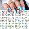 Summer Coconut Tree Nail Art Stickers Water Transfer Nail Decals Ocean Beach Palm Tree Nail Design Sticker Tropical Style Nail Stickers for Women Girls DIY Nails Design Nail Art Decorations Supplies