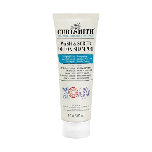 CURLSMITH - Wash & Scrub Detox Shampoo - Vegan Exfoliating Clarifying Shampoo for any Hair Type, Healthy Scalp (8 fl oz)
