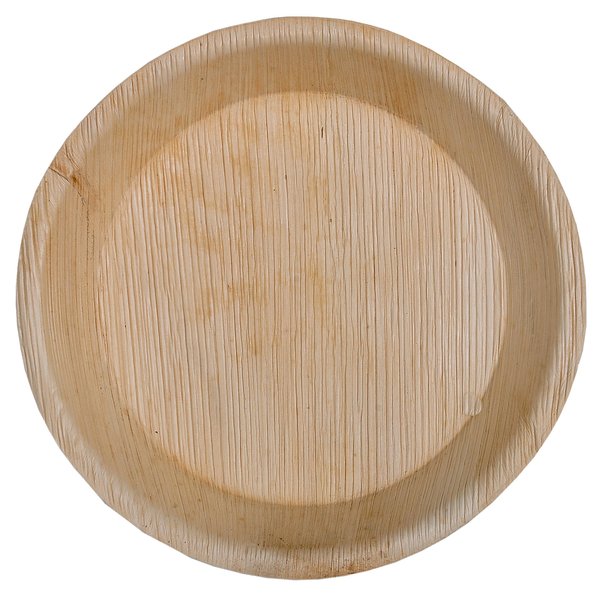 Atmos Green 25 pack 8" Round Palm Leaf Dinner Plate Compostable disposable premium heavy duty Eco-Friendly Microwave Refrigeration safe Bamboo like Wedding Events Party