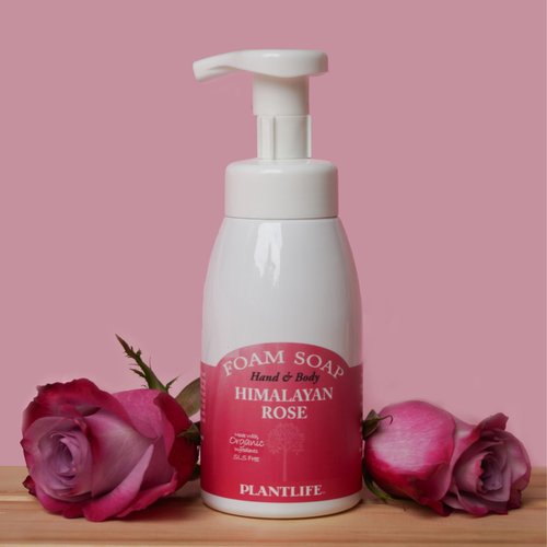 Plantlife Himalayan Rose Foam Soap - Plant-based Foam Soap for All Skin Types - Ideal for use as a Hand & Body wash, Shaving Cream, and Foaming Fun for Kids - Made in California 8.5 oz