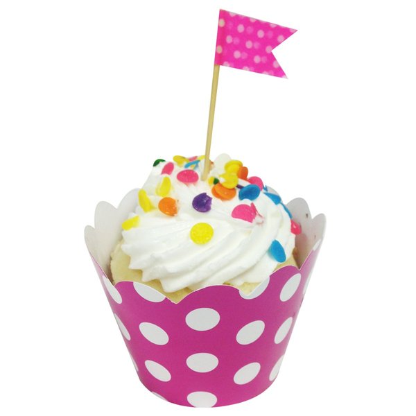 AllyDrew Standard Size Polka Dots Cupcake Wrappers (Set of 20), Hot Pink