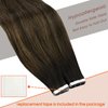 Sunny Hair Extensions Tape in Human Hair Extensions Dark Brown 18 Inch Hair Tape ins Extensions Dark Brown Ombre Medium Brown Balayage Tape in Real Human Hair Extensions Brown for Women 20pcs 50g