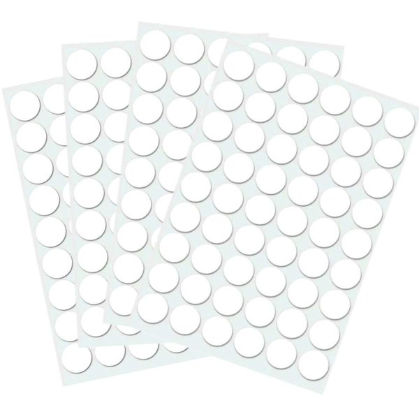 Self-Adhesive Screw Hole Stickers, 384pcs-0.59inch/15mm Self-Adhesive Screw Covers Caps Dust Proof Sticker for Wood Screw-White (384pcs-0.59inch/15mm)
