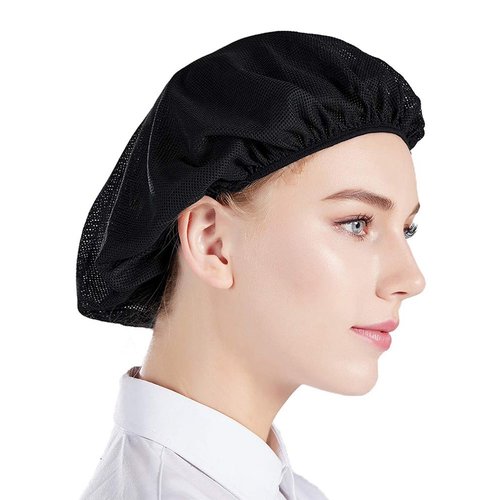Nanxson 5pcs Unisex Elastic Chef Hat Mesh Cap Kitchen Cooking Chef Cap Mesh Food Service Hair Nets CF9023 Black