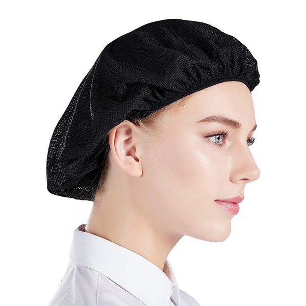 Nanxson 5pcs Unisex Elastic Chef Hat Mesh Cap Kitchen Cooking Chef Cap Mesh Food Service Hair Nets CF9023 Black